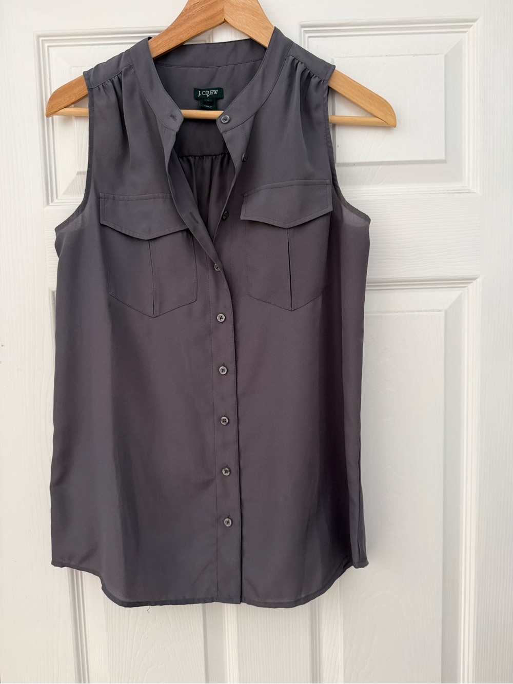 J. Crew Charcoal Sleeveless Button-Front Blouse